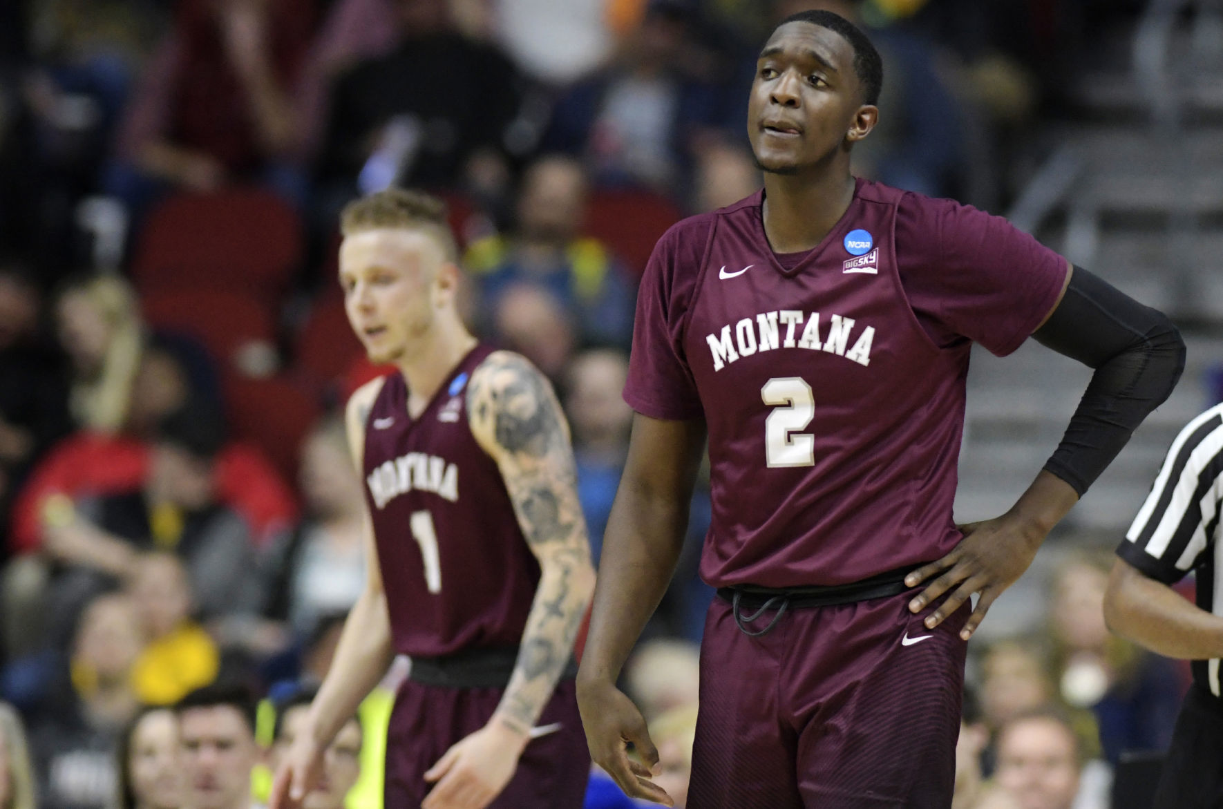 Donaven Dorsey reacts after a foul